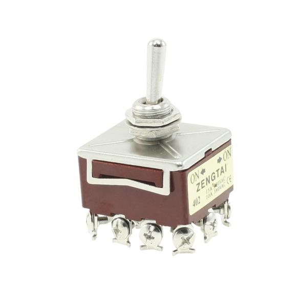 uxcell トグルスイッチ 12ネジ端子 4PDT 4P2T ON-ON 10A/380VAC 1...