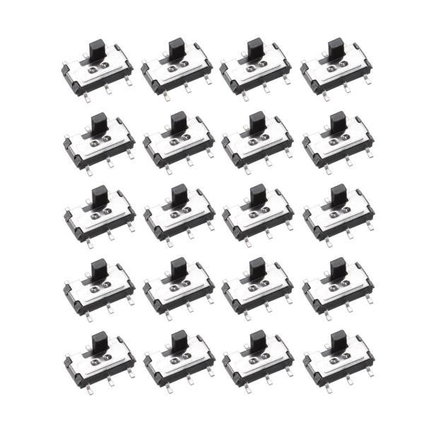 uxcell 20pcs 2ポジション 6ピン DPDT垂直式 ミニSMD SMT スライド電源スイ...