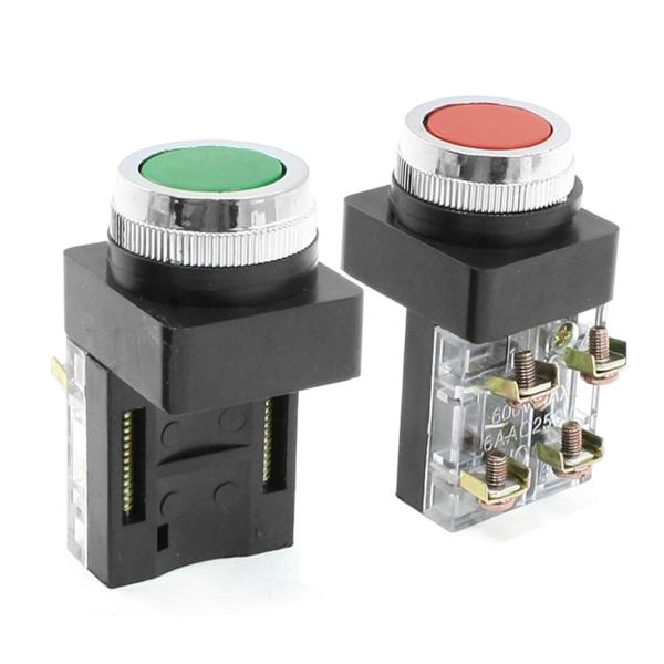 uxcell プッシュボタンスイッチ 非ロック 緑赤サイン DPST モーメンタリ AC 250V ...