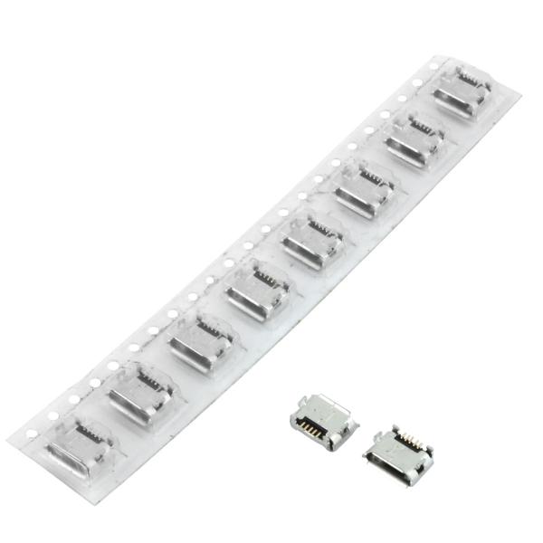 uxcell 10個 U S B標準マイクロタイプBメスポート5ピン メタルミニアングルディップジャ...