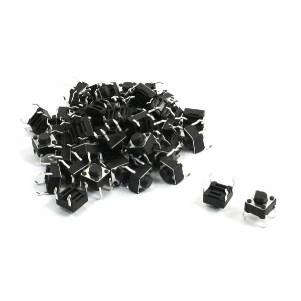 uxcell タクトスイッチ プッシュボタンタクトスイッチ 6 x 6 x 5mm 4ピン PCBモ...