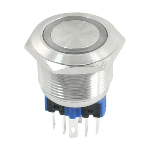 uxcell 押しボタンスイッチ DC 24V レッド LED DPST 22mm モメンタリ ステ...