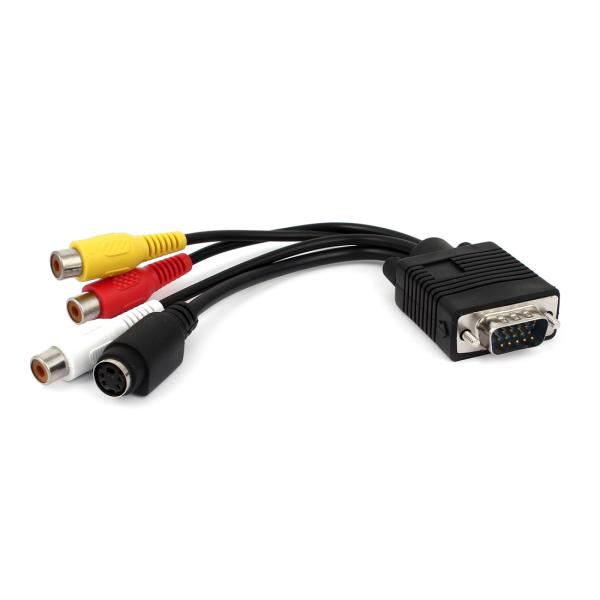 uxcell VGA -S-ビデオ 3 RCA アダプターケーブル　総丈 18cm　カラーコード