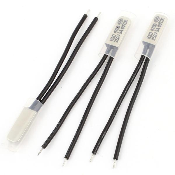 uxcell 温度制御スイッチ プラスチック製シルバートーン KSD9700モデル 80摂氏 3個入...