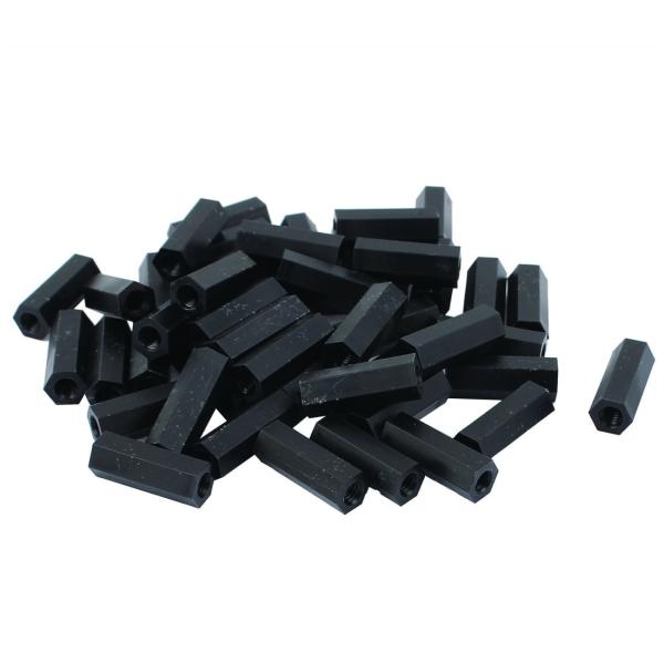 uxcell 六角スタンドオフスペーサー ナイロン PCB スペーサー メスネジナット ブラック M...