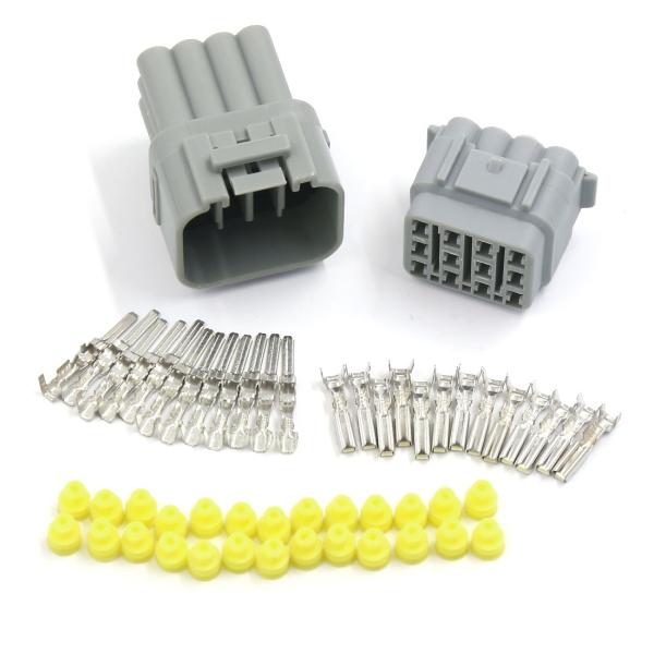 uxcell カーRC/RVコネクタ・プラグ プラスチック 金属 グレー 12ピン 防水