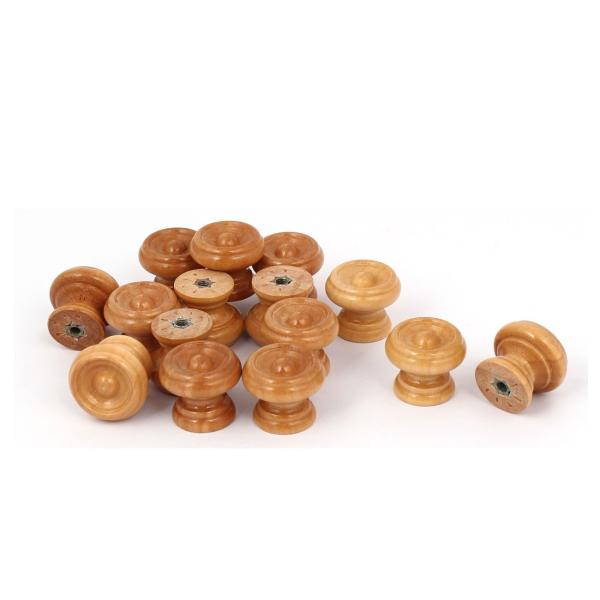 uxcell 木製取手 木製カーキ スキューマウント プルハンドル 24x20mm 15個入り