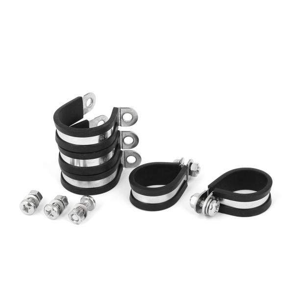 uxcell ホースバンド Pクリップ EPDMゴム付き 28mm 304ステンレス鋼 5個入り ブ...