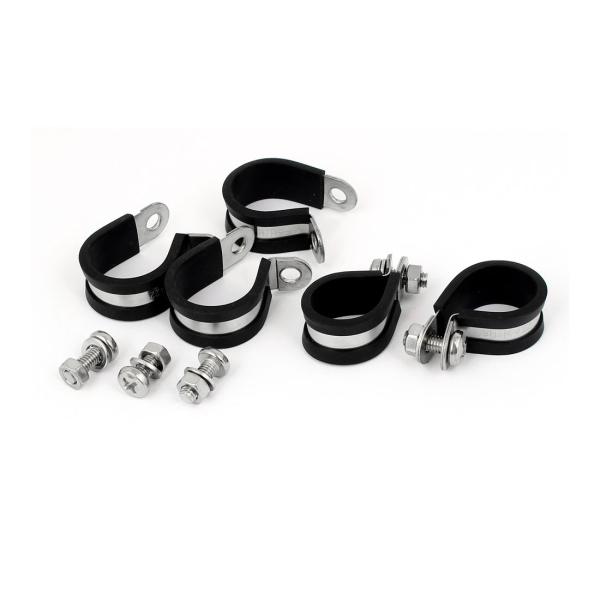 uxcell ホースバンド Pクリップ EPDMゴム付き 22mm 304ステンレス鋼 5個入り ブ...