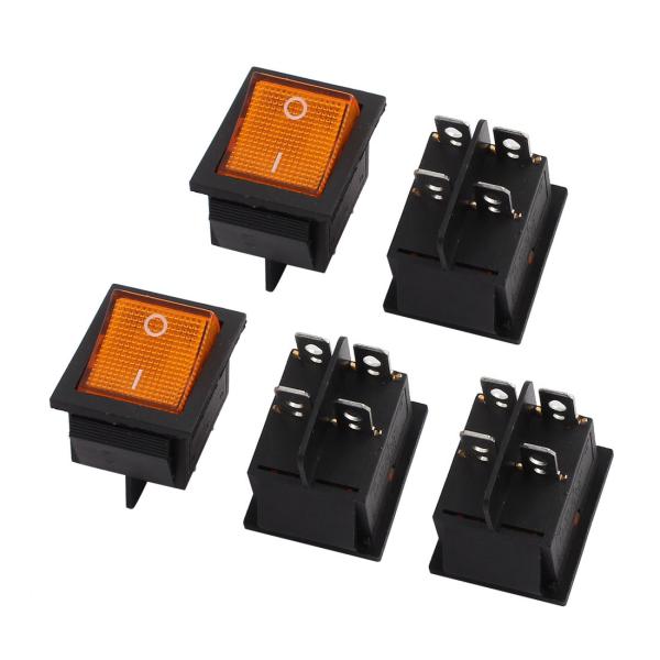 uxcell ボートロッカースイッチ イエロー 5個入り AC250V16A AC125V20A O...