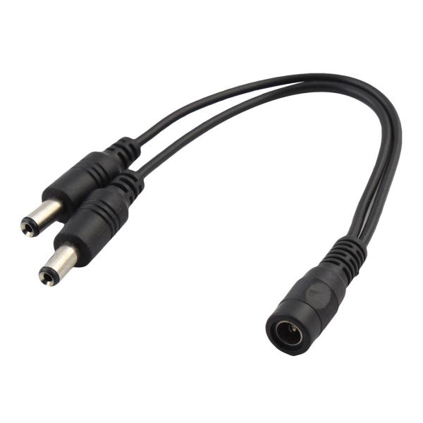 uxcell DC電源延長ケーブルコード メスへ2オス 2.1 x 5.5 mm 長さ20cm ブラ...