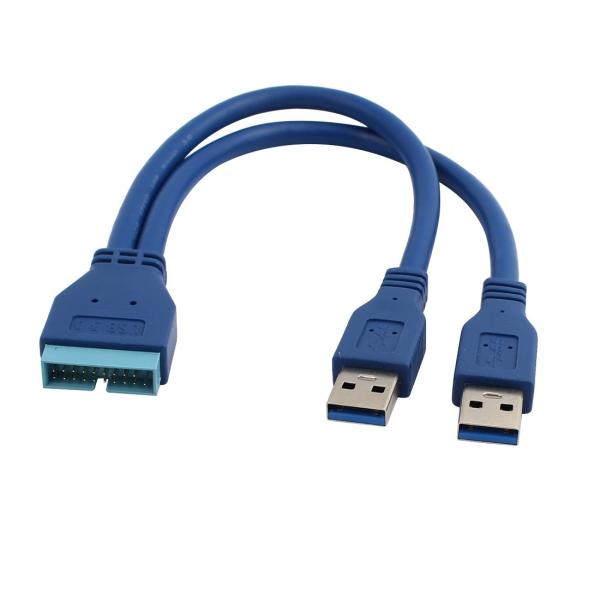 uxcell アダプター ケーブル 19-ピンー2オスUSB 3.0タイプA 長さ27CM