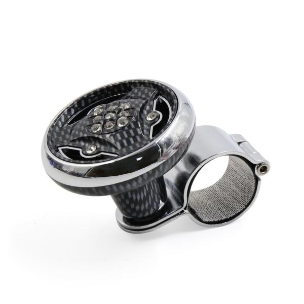 uxcell ステアリングホイールスピンナー ラインストーン装飾 カーボンファイバーのパターン ノブ...