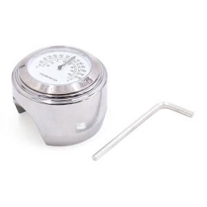 uxcell オートバイのハンドルバー温度計 22mm25 mmゲージダイヤルクロックウォッチ シルバートーン