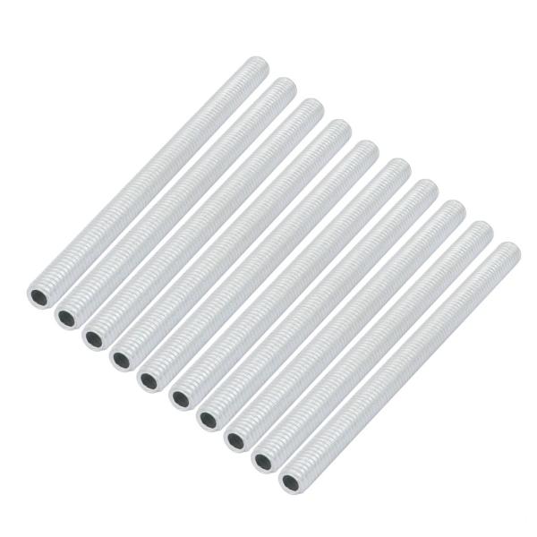 uxcell ランプニップル 金属材質 シルバートーン M6 ピッチ1mm 90mm長さ 10個入り