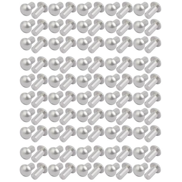 uxcell ソリッドリベット M6x12mm アルミニウム材質 シルバートーン ラウンドヘッド 1...