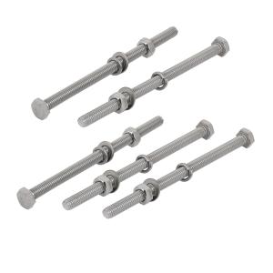 uxcell 六角ボルトキット ナットとワッシャー付き アソートメントキット 304ステンレス鋼 M6x100mm 5個入り