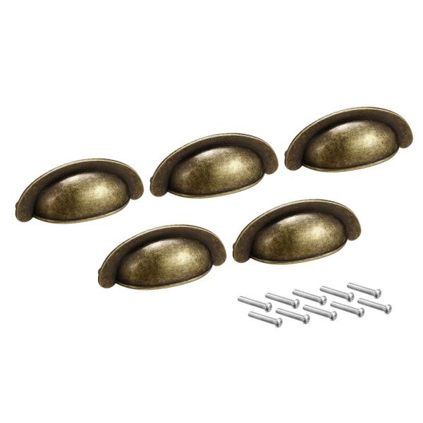 uxcell キャビネットプル シェルプルハンドル 80×34×24mm ブロンズトーン 69mm穴...