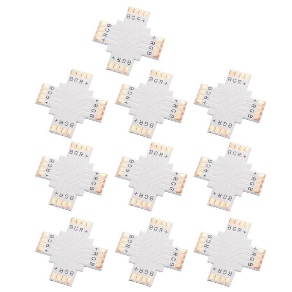 uxcell LEDストリップコネクタ 5050 10mm PCB LEDストリップ用 クロス形状 ...