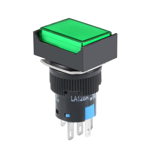 uxcell プッシュボタンスイッチ 穴径16mm グリーンライト 1 NO 1 NC プラスチック...