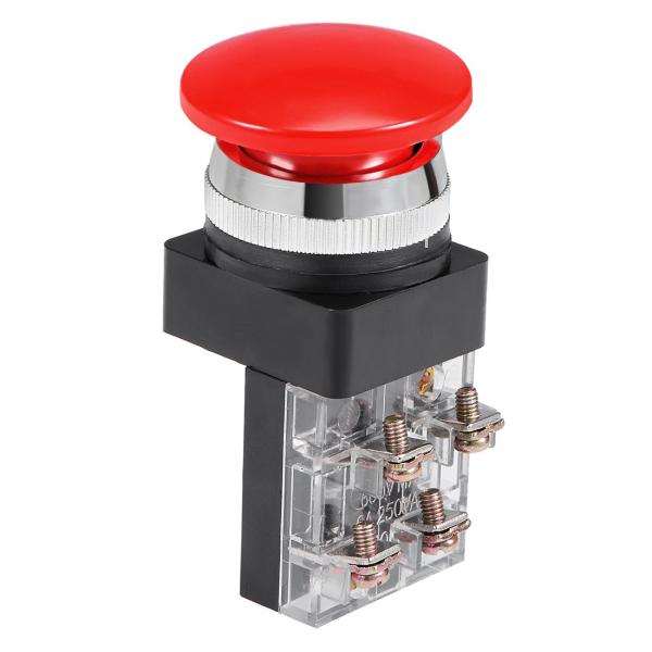 uxcell プッシュボタンスイッチ マッシュルームヘッド DPST 30mm レッド 1個入り