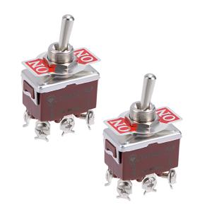 uxcell ロッカートグルスイッチ DPDTラッチング 20A 250V 6P ON/OFF メタルバット 2個入り