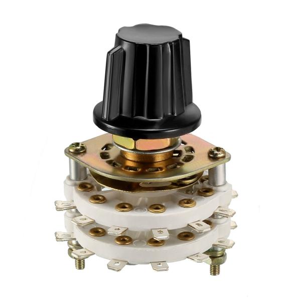 uxcell バンドチャンネルロータリースイッチ セレクター プラスチックノブ付き 2P9T 2極 ...