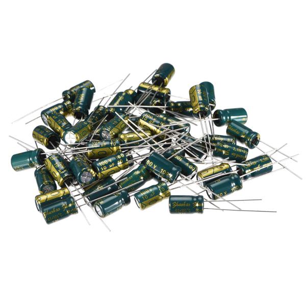 uxcell アルミニウム電解コンデンサ ローESR ラジアルリード グリーン 10uF 100V ...