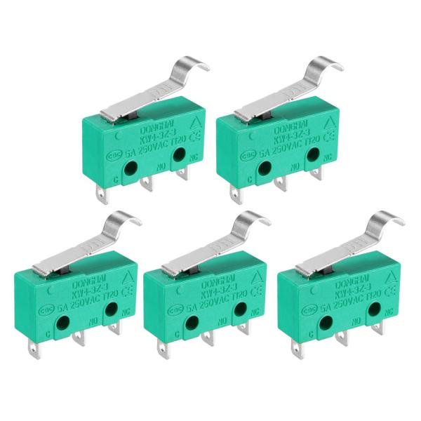 uxcell マイクロスイッチ R-レバータイプ KW4-3Z-3 5A/25VAC 5個入り