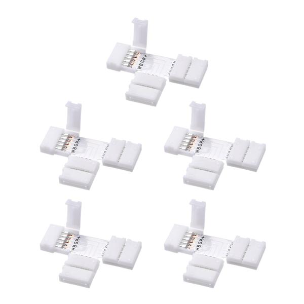 uxcell 55 LED ストリップ コネクタ 12mm 5P T字型 55 RGB 5 芯 スト...