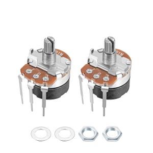 uxcell 炭素被膜ポテンショメータ WH138 1MΩ シングルターン 丸シャフト 2個入り