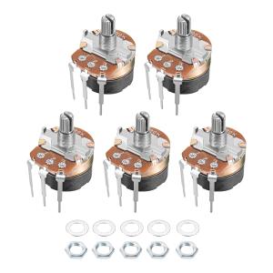 uxcell 炭素被膜ポテンショメータ WH138 20KΩ シングルターン 丸シャフト 5個入り
