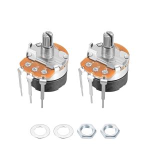 uxcell 炭素被膜ポテンショメータ WH138 50KΩ シングルターン 丸シャフト 2個入り