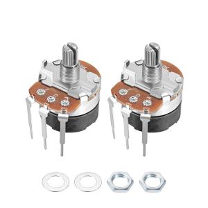 uxcell 炭素被膜ポテンショメータ WH138 5KΩ シングルターン 丸シャフト 2個入り