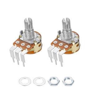uxcell 炭素被膜ポテンショメータ WH148 100KΩ シングルターン 丸シャフト 2個入り