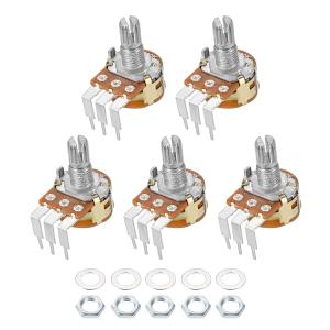 uxcell 炭素被膜ポテンショメータ WH148 100KΩ シングルターン 丸シャフト 5個入り