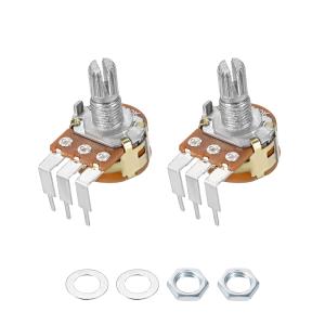 uxcell 炭素被膜ポテンショメータ WH148 50KΩ シングルターン 丸シャフト 2個入り