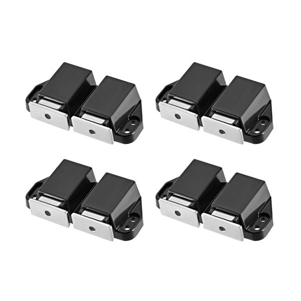 uxcell ダブルタッチキャッチ磁気ラッチ キャビネットドア食器棚用 ブラック 4個入り