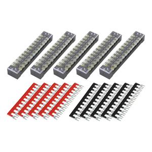 uxcell ターミナルストリップ 12ポジションデュアル列スクリューターミナルストリップ 600V 15A と12ポジション事前絶縁 5セット