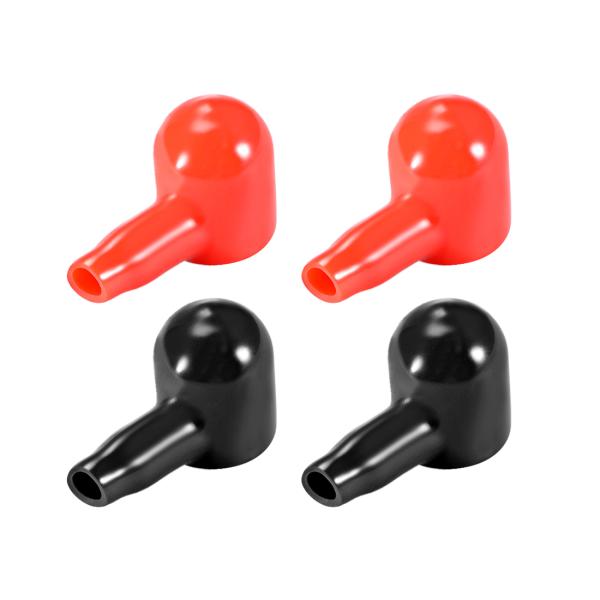uxcell バッテリーターミナルラバープロテクター カバー レッド ブラック 4mm×14mm、2...