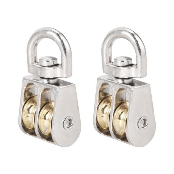 uxcell リフティングクレーン回転フック 滑車ブロック 吊りワイヤー 牽引ダブルホイール 1.2...