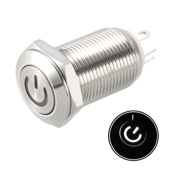 uxcell 押しボタンスイッチ 16mm取り付け 1NC NO COM LED 白い 3-6V