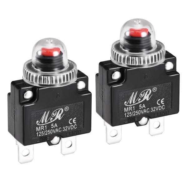 uxcell 熱サーキットブレーカー プッシュボタンリセット オーバーロードプロテクター 防水キャッ...