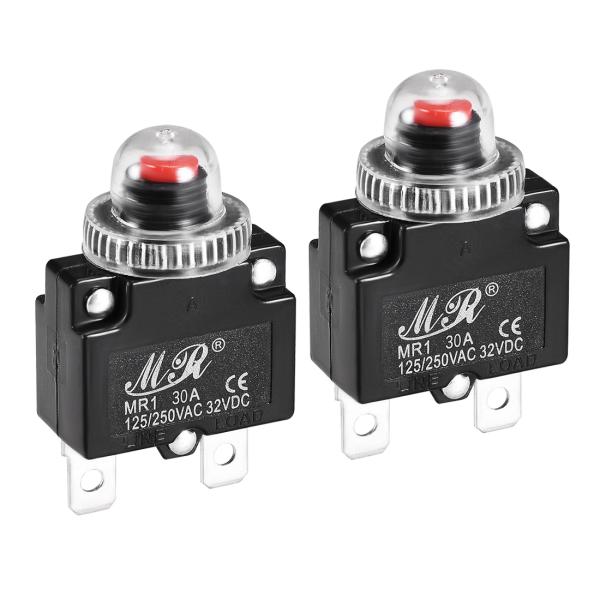 uxcell 熱サーキットブレーカー プッシュボタンリセット オーバーロードプロテクタースイッチ 防...