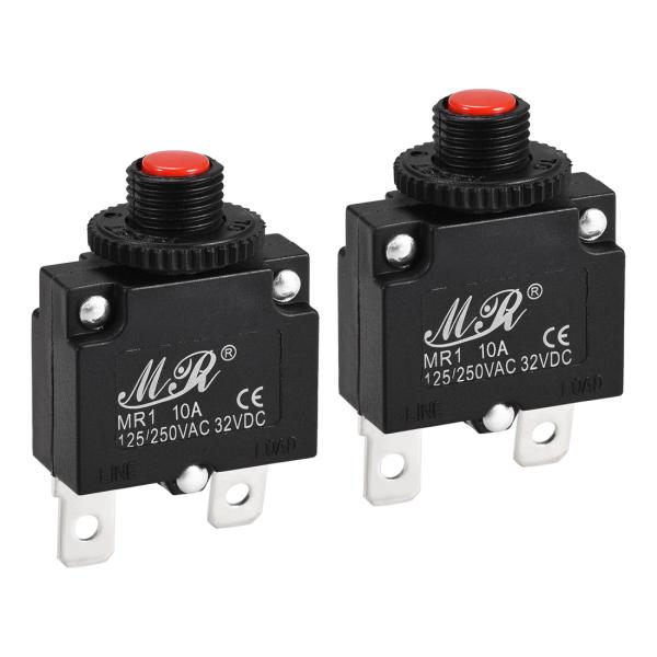 uxcell 熱サーキットブレーカー 125 / 250V AC プッシュボタン手動リセット 過負荷...