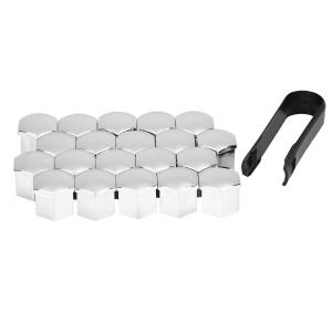 uxcell カーホイールナットラグハブ スクリューリムボルト取り外しツールクリップ付き 19mm ユニバーサル プラスチック シルバートーン 20個