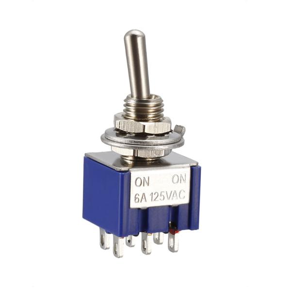 uxcell ギタートグルスイッチ DPDT on on2ポジション 6ピン 船スイッチ ブルー