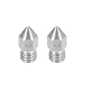 uxcell 3Dプリンターノズル ステンレス鋼MK8 ノズル0.2mm 押出機プリントヘッド 1.75mmM6 3D プリンター用 2個