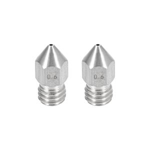 uxcell 3Dプリンターノズル ステンレス鋼MK8 ノズル0.6mm 押出機プリントヘッド 1.75mmM6 3D プリンター用 2個