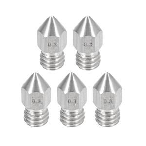 uxcell 3Dプリンターノズル ステンレス鋼MK8 ノズル0.3Mm 押出機プリントヘッド 1.75mmM6 3D プリンター用 5個